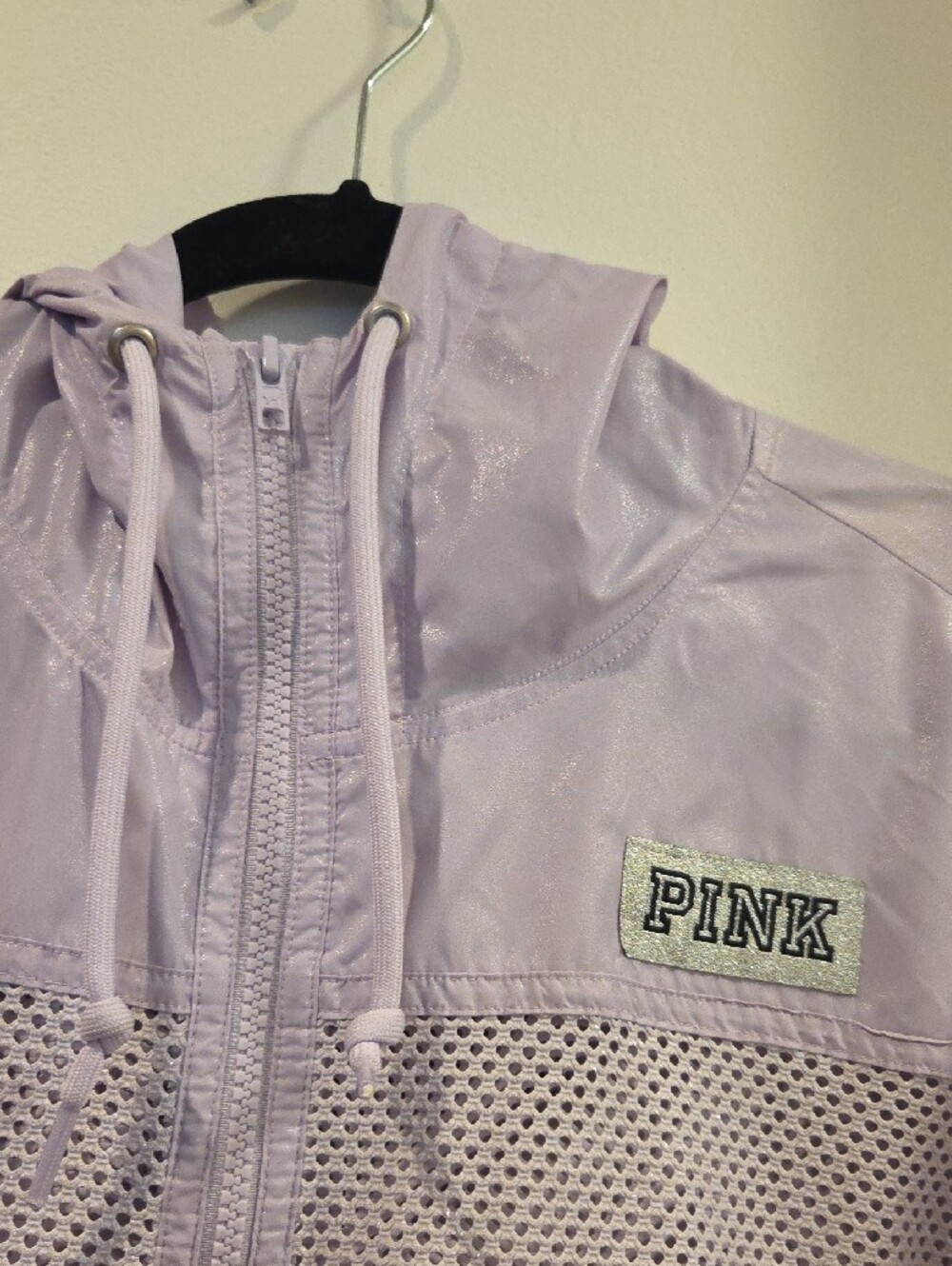 PINK Victoria's Secret Lavender Mesh Panel Windbreaker Jacket - Picture 5 of 6
